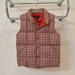 Plaid Lands' End Red Down Puffer Vest